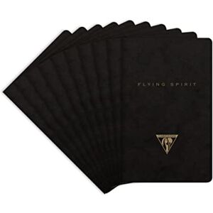 Clairefontaine 102586C A pack of 10 Flying Spirit thread-stitched notebooks 48 ivory pages 7.5x12 cm 90g lined, black glossy card cover, assorted pattern Clairefontaine 102586C A pack of 10 Flying Spirit thread-stitched notebooks 48 ivory pages 7.5x12 cm 90g lined, black glossy card cover, assorted pattern