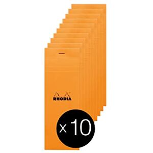 Rhodia 8200C Stapled Notepad N°8 Shopping Orange 7.4x21 cm Small Tiles 80 Detachable Sheets 80G Clairefontaine Paper Coated Card Cover Pack of 10 pads Rhodia 8200C Stapled Notepad N°8 Shopping Orange 7.4x21 cm Small Tiles 80 Detachable Sheets 80G Clairefontaine Paper Coated Card Cover Pack of 10 pads