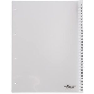 Durable 1-31 Index Set 31 Part File Includes Transparent Cover Sheet & 31 Dividers Suitable For A4 Documents Dimensions 297 x 210/225mm Durable 1-31 Index Set 31 Part File Includes Transparent Cover Sheet & 31 Dividers Suitable For A4 Documents Dimensions 297 x 210/225mm