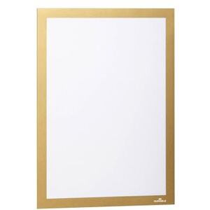 Durable DURAFRAME Self-Adhesive Magnetic Frame A4 Format In Gold Pack of 2 Frames Document Frame for Professional Internal Signage Durable DURAFRAME Self-Adhesive Magnetic Frame A4 Format In Gold Pack of 2 Frames Document Frame for Professional Internal Signage