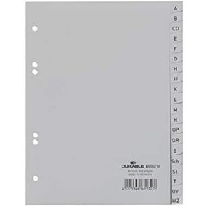 Durable 655010 Index with Embossed A-Z Tabs for A5 20-Piece Set Grey Durable 655010 Index with Embossed A-Z Tabs for A5 20-Piece Set Grey