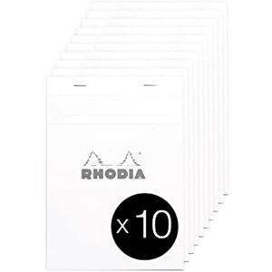 Rhodia 16201C Stapled Notepad N°16 White A5 Small Squares 80 Detachable Sheets 80G White Clairefontaine Paper Coated Card Cover Pack of 10 pads Rhodia 16201C Stapled Notepad N°16 White A5 Small Squares 80 Detachable Sheets 80G White Clairefontaine Paper Coated Card Cover Pack of 10 pads