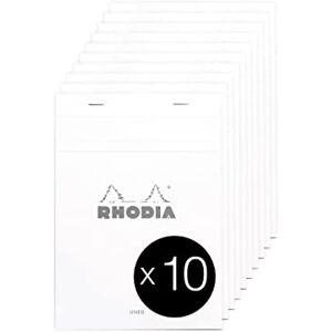 Rhodia 16601C Stapled Notepad N°16 White A5 Lined 80 Detachable Sheets White Clairefontaine Paper 80 g/m² Coated Card Cover Pack of 10 pads Rhodia 16601C Stapled Notepad N°16 White A5 Lined 80 Detachable Sheets White Clairefontaine Paper 80 g/m² Coated Card Cover Pack of 10 pads