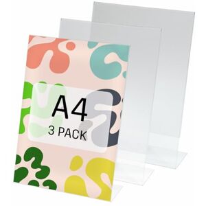 Sigel Be!Board SY110 Sign Holder, slanted, for A4, single-sided presentation, acrylic, clear, 3 Pieces Sigel Be!Board SY110 Sign Holder, slanted, for A4, single-sided presentation, acrylic, clear, 3 Pieces