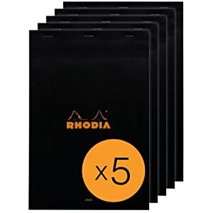 Rhodia 196009C Stapled Notepad N°19 Black A4+ Lined 80 Detachable Sheets White Clairefontaine Paper 80 g/m² Coated Card Cover Pack of 5 pads Rhodia 196009C Stapled Notepad N°19 Black A4+ Lined 80 Detachable Sheets White Clairefontaine Paper 80 g/m² Coated Card Cover Pack of 5 pads