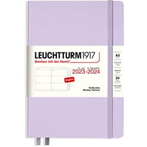 LEUCHTTURM1917 367596 Weekly Planner Medium (A5) 2024, 18 Months, Lilac, English LEUCHTTURM1917 367596 Weekly Planner Medium (A5) 2024, 18 Months, Lilac, English