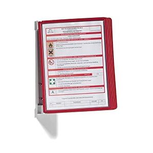Durable VARIO Display Panel Wall Unit, 5 Panels in Red, Ideal For Storing and Displaying A4 Documents Durable VARIO Display Panel Wall Unit, 5 Panels in Red, Ideal For Storing and Displaying A4 Documents