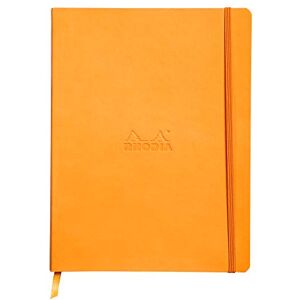 Rhodia 117515C Orange Flexible Notebook 19x25 cm Lined 160 pages Clairefontaine Ivory Paper 90 g/m Bookmark, Elastic Closure Faux Leather Cover rama Collection Rhodia 117515C Orange Flexible Notebook 19x25 cm Lined 160 pages Clairefontaine Ivory Paper 90 g/m Bookmark, Elastic Closure Faux Leather Cover rama Collection