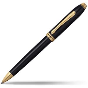 Cross Townsend Black Lacquer Ballpoint Pen with 23CT Gold-Plated Appointments incl. Luxury Gift Box – Refillable Medium Ballpen Cross Townsend Black Lacquer Ballpoint Pen with 23CT Gold-Plated Appointments incl. Luxury Gift Box – Refillable Medium Ballpen
