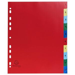 Exacompta Ref 84E Box of 20 Polypropylene dividers with 10 Digitally Printed tabs from 1 to 10 in Colour Indexing Page for indexing Format to File A4 Maxi 24.5 x 29.7 cm Exacompta Ref 84E Box of 20 Polypropylene dividers with 10 Digitally Printed tabs from 1 to 10 in Colour Indexing Page for indexing Format to File A4 Maxi 24.5 x 29.7 cm