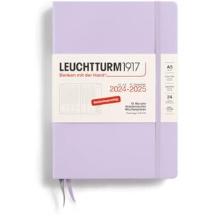 LEUCHTTURM1917 370633 Academic Weekly Planner 2025, Medium A5 Hardcover 18 Month Calendar, 80 g, Ruled Lilac LEUCHTTURM1917 370633 Academic Weekly Planner 2025, Medium A5 Hardcover 18 Month Calendar, 80 g, Ruled Lilac