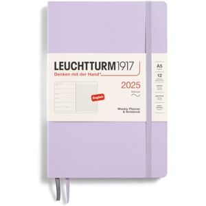 LEUCHTTURM1917 370748 Weekly Calendar & Notebook 2025, Medium A5 Softcover 12-Month Planner, Lined Lilac, English LEUCHTTURM1917 370748 Weekly Calendar & Notebook 2025, Medium A5 Softcover 12-Month Planner, Lined Lilac, English