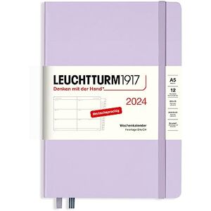 LEUCHTTURM1917 367609 Weekly Planner Medium (A5) 2024 with Extra Book for Addresses and Anniversaries for Addresses and Anniversaries, Lilac, German, 12 Months LEUCHTTURM1917 367609 Weekly Planner Medium (A5) 2024 with Extra Book for Addresses and Anniversaries for Addresses and Anniversaries, Lilac, German, 12 Months