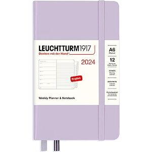 LEUCHTTURM1917 367731 Weekly Calendar & Notebook Pocket (A6) 2024, 12 Months, Lilac, English LEUCHTTURM1917 367731 Weekly Calendar & Notebook Pocket (A6) 2024, 12 Months, Lilac, English