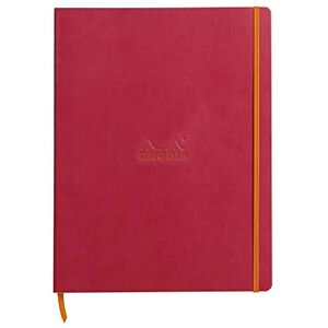 Rhodia 117712C Raspberry Flexible Notebook A4+ Lined 160 Detachable Pages 90g Ivory Clairefontaine Paper Bookmark, Elastic Closure Faux Leather Cover rama Collection Rhodia 117712C Raspberry Flexible Notebook A4+ Lined 160 Detachable Pages 90g Ivory Clairefontaine Paper Bookmark, Elastic Closure Faux Leather Cover rama Collection