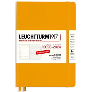 LEUCHTTURM1917 367687 Weekly Calendar & Notebook Medium (A5) 2024, 18 Months, Rising Sun, German LEUCHTTURM1917 367687 Weekly Calendar & Notebook Medium (A5) 2024, 18 Months, Rising Sun, German