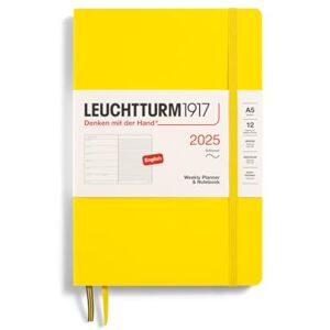 LEUCHTTURM1917 370752 Weekly Calendar & Notebook 2025, Medium A5 Softcover 12-Month Planner, Lined Lemon, English LEUCHTTURM1917 370752 Weekly Calendar & Notebook 2025, Medium A5 Softcover 12-Month Planner, Lined Lemon, English