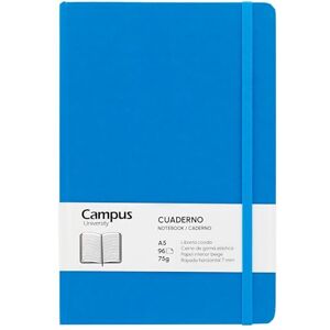 Campus A5 Notebook, Bullet Journal with Horizontal Ruled 7 mm, Hardcover Stitched Notebook with 96 75 g Sheets, Elastic Closure, Pocket and Bookmark. (A5, Horizontal Ruled, Sky Blue) Campus A5 Notebook, Bullet Journal with Horizontal Ruled 7 mm, Hardcover Stitched Notebook with 96 75 g Sheets, Elastic Closure, Pocket and Bookmark. (A5, Horizontal Ruled, Sky Blue)
