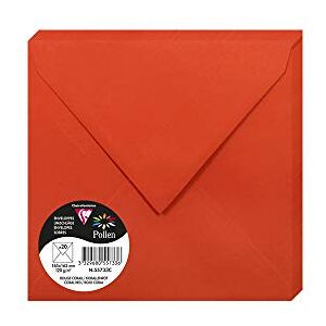 Clairefontaine 55733C Pack of 20 Gummed Envelopes Square Format 16.5x16.5cm 120g/m² Coral Red Invitation Event Correspondence Pollen Range Premium Smooth Paper Clairefontaine 55733C Pack of 20 Gummed Envelopes Square Format 16.5x16.5cm 120g/m² Coral Red Invitation Event Correspondence Pollen Range Premium Smooth Paper
