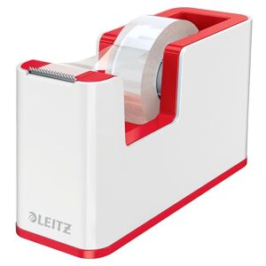 Leitz Wow Tape Dispenser, Heavy Base and Includes a Roll of Tape, Desk Sellotape Dispenser, White/Red, 53641026 Leitz Wow Tape Dispenser, Heavy Base and Includes a Roll of Tape, Desk Sellotape Dispenser, White/Red, 53641026