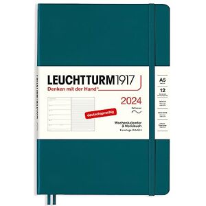 LEUCHTTURM1917 367777 Weekly Calendar & Notebook Medium (A5) 2024, Soft Cover, Pacific Green, German, 12 Months LEUCHTTURM1917 367777 Weekly Calendar & Notebook Medium (A5) 2024, Soft Cover, Pacific Green, German, 12 Months