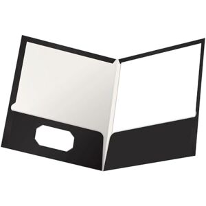 Oxford Laminated Twin-Pocket Folders, Letter Size, Black, Holds 100 Sheets, Box of 25 (51706EE) Oxford Laminated Twin-Pocket Folders, Letter Size, Black, Holds 100 Sheets, Box of 25 (51706EE)