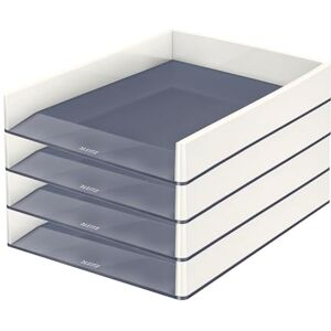 Leitz Wow Duo Colour Letter Tray Set of 4 White 53611001 Leitz Wow Duo Colour Letter Tray Set of 4 White 53611001
