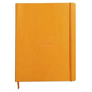 Rhodia 117715C Orange Flexible Notebook A4+ Lined 160 Detachable Pages Ivory Clairefontaine Paper 90 g/m Bookmark, Elastic Closure Faux Leather Cover rama Collection Rhodia 117715C Orange Flexible Notebook A4+ Lined 160 Detachable Pages Ivory Clairefontaine Paper 90 g/m Bookmark, Elastic Closure Faux Leather Cover rama Collection