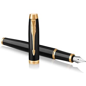 PARKER IM Fountain Pen Black Lacquer with Gold Trim Medium Nib with Blue Ink Refill Gift Box PARKER IM Fountain Pen Black Lacquer with Gold Trim Medium Nib with Blue Ink Refill Gift Box