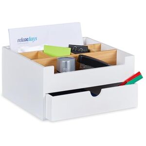 Relaxdays Desk, 6 Compartments & Drawer & Shelf, Bamboo, HxWxD: 13x26x23.5 cm, Office Organiser, White/Natural, 13 x 26 x 23,5 cm Relaxdays Desk, 6 Compartments & Drawer & Shelf, Bamboo, HxWxD: 13x26x23.5 cm, Office Organiser, White/Natural, 13 x 26 x 23,5 cm
