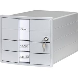 HAN Impuls 2.0 Drawer Box Lockable with 3 Closed Drawers for DIN A4/C4 Including Labelling Labels, Document Box, Base with Pull-Out Lock, Furniture-Friendly Rubber Feet, 1018-11, Light Grey HAN Impuls 2.0 Drawer Box Lockable with 3 Closed Drawers for DIN A4/C4 Including Labelling Labels, Document Box, Base with Pull-Out Lock, Furniture-Friendly Rubber Feet, 1018-11, Light Grey