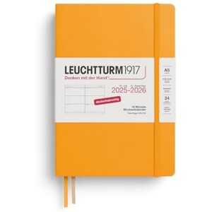 LEUCHTTURM1917 372629 Weekly Planner Medium (A5) 2026, 18 Months 07.2025-12.2026, Hard Cover, Rising Sun, German LEUCHTTURM1917 372629 Weekly Planner Medium (A5) 2026, 18 Months 07.2025-12.2026, Hard Cover, Rising Sun, German