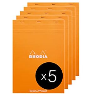 Rhodia 18558C Dot pad Stapled Notepad N°18 Orange A4 Dot Dotted 80 Detachable Sheets White Clairefontaine Paper 80 g/m² Coated Card Cover Pack of 5 pads Rhodia 18558C Dot pad Stapled Notepad N°18 Orange A4 Dot Dotted 80 Detachable Sheets White Clairefontaine Paper 80 g/m² Coated Card Cover Pack of 5 pads