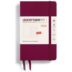 LEUCHTTURM1917 370646 Weekly Calendar & Notebook 2025, Pocket A6 Hardcover 12-Month Planner, Lined Port Red, English LEUCHTTURM1917 370646 Weekly Calendar & Notebook 2025, Pocket A6 Hardcover 12-Month Planner, Lined Port Red, English