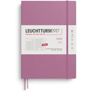 LEUCHTTURM1917 372785 Monthly Planner with Notebook Composition (B5) 2026, 16 Months, Softcover, Dusty Rose, English LEUCHTTURM1917 372785 Monthly Planner with Notebook Composition (B5) 2026, 16 Months, Softcover, Dusty Rose, English