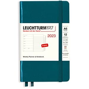 LEUCHTTURM1917 365898 Weekly Calendar & Notebook Pocket (A6) 2023, 12 Months, Pacific Green, English LEUCHTTURM1917 365898 Weekly Calendar & Notebook Pocket (A6) 2023, 12 Months, Pacific Green, English