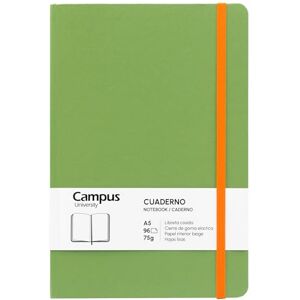 Campus A5 Notebook, Bullet Journal with Smooth Sheets, Stitched Hardcover Notebook with 96 75 g Sheets, Elastic Closure, Pocket and Bookmark. (A5, Plain, Green) Campus A5 Notebook, Bullet Journal with Smooth Sheets, Stitched Hardcover Notebook with 96 75 g Sheets, Elastic Closure, Pocket and Bookmark. (A5, Plain, Green)