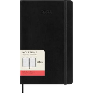 Moleskine Daily Planner, Daily Agenda 2026 12 Months, With Soft Cover and Elastic Closure, Large Format 13x21, Black Color Moleskine Daily Planner, Daily Agenda 2026 12 Months, With Soft Cover and Elastic Closure, Large Format 13x21, Black Color