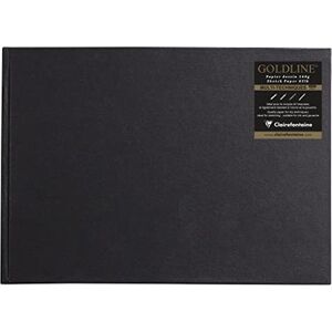 Clairefontaine Ref 34244C Goldline Casebound Pad (64 White Sheets) A4 (297 x 210mm) Size, 140gsm Paper, Landscape Layout Black Cover Suitable for Dry Techniques Clairefontaine Ref 34244C Goldline Casebound Pad (64 White Sheets) A4 (297 x 210mm) Size, 140gsm Paper, Landscape Layout Black Cover Suitable for Dry Techniques