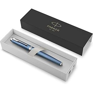 PARKER IM Rollerball Pen Premium Blue Grey with Chrome Trim Fine Point with Black Ink Refill Gift Box PARKER IM Rollerball Pen Premium Blue Grey with Chrome Trim Fine Point with Black Ink Refill Gift Box