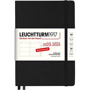 LEUCHTTURM1917 367603 Weekly Planner Medium (A5) 2024, 18 Months, Black, German LEUCHTTURM1917 367603 Weekly Planner Medium (A5) 2024, 18 Months, Black, German