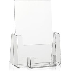 Taymar DIN A5 Table Brochure Stand, Flyer Stand with Business Card Compartment, Transparent Brochure Holder Plus Business Card Holder, Pack of 8 Taymar DIN A5 Table Brochure Stand, Flyer Stand with Business Card Compartment, Transparent Brochure Holder Plus Business Card Holder, Pack of 8