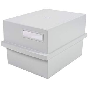 Exacompta Ref 56240D Record Card Holder with Lid 240 x 176 x 143mm in Size, A6 Horizontal Format, Front Label for Identification, Holds Approx. 600 Sheets Light Grey Exacompta Ref 56240D Record Card Holder with Lid 240 x 176 x 143mm in Size, A6 Horizontal Format, Front Label for Identification, Holds Approx. 600 Sheets Light Grey