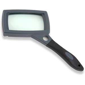 Carson SureGrip Rubberized Soft Grip Hand-Held Rectangular 2x Magnifier with Hands Fold Out Stand Carson SureGrip Rubberized Soft Grip Hand-Held Rectangular 2x Magnifier with Hands Fold Out Stand