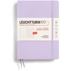 LEUCHTTURM1917 370713 Weekly Calendar & Notebook 2025, Medium A5 Hardcover 18-Month Planner, Lined Lilac, English LEUCHTTURM1917 370713 Weekly Calendar & Notebook 2025, Medium A5 Hardcover 18-Month Planner, Lined Lilac, English