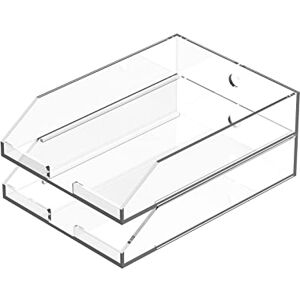 EXPUTRAN (2pcs Pack) Stackable Acrylic Paper Trays, Desk File Organizer, A4 Paper Holder, Letter Tray EXPUTRAN (2pcs Pack) Stackable Acrylic Paper Trays, Desk File Organizer, A4 Paper Holder, Letter Tray
