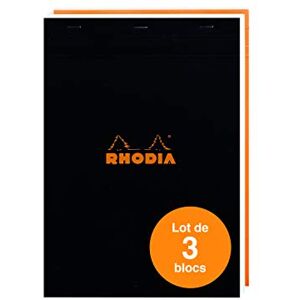 Rhodia 182019Amzc Set of 3 Stapled Notepads No. 18 Black/Orange/White A4 Small Squares 80 Detachable Sheets White Clairefontaine Paper 80 g/m Soft and Resistant Cover Rhodia 182019Amzc Set of 3 Stapled Notepads No. 18 Black/Orange/White A4 Small Squares 80 Detachable Sheets White Clairefontaine Paper 80 g/m Soft and Resistant Cover
