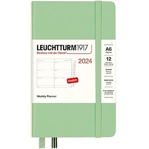 LEUCHTTURM1917 367634 Weekly Diary Pocket (A6) 2024, 12 Months, Sage, English LEUCHTTURM1917 367634 Weekly Diary Pocket (A6) 2024, 12 Months, Sage, English