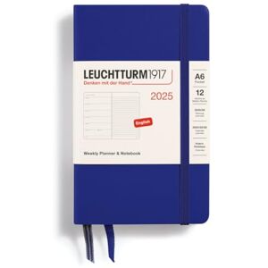 LEUCHTTURM1917 370651 Weekly Calendar & Notebook 2025, Pocket A6 Hardcover 12-Month Planner, Lined Ink, English LEUCHTTURM1917 370651 Weekly Calendar & Notebook 2025, Pocket A6 Hardcover 12-Month Planner, Lined Ink, English