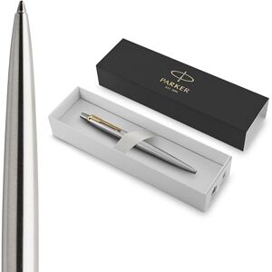 PARKER Jotter Ballpoint Pen Stainless Steel with Golden Trim Medium Point Handwriting Pens & Stationery Supplies Blue Ink Gift Box PARKER Jotter Ballpoint Pen Stainless Steel with Golden Trim Medium Point Handwriting Pens & Stationery Supplies Blue Ink Gift Box